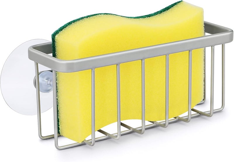 HLOOL Sponge Holder for Kitchen Sink, Kitchen Sink Sponge Holder,Sink Caddy,Dish Soap Holder （Mat Silver） - Image 1